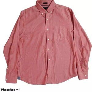 Banana Republic Mens Button Down Up Shirt Pink Long Sleeve Untucked Fit Pocket L